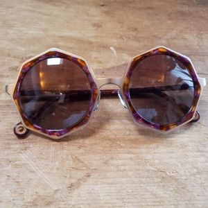 RAEN hexagonal sunglasses with tortoise and silver frame